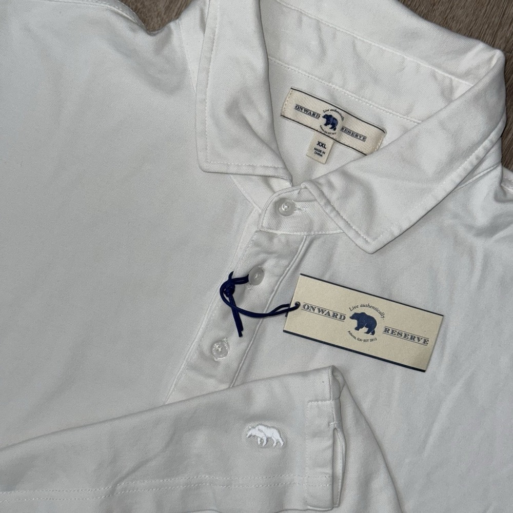 NWT Onward Reserve Washed Pique Polo Men's 2XL White Stretch Performance